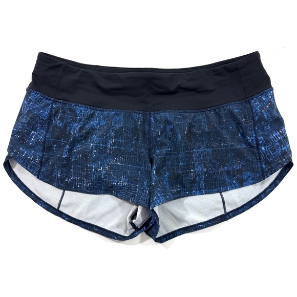 Lululemon Speed Shorts Size 8 City Lights Blue Black - Picture 1 of 8